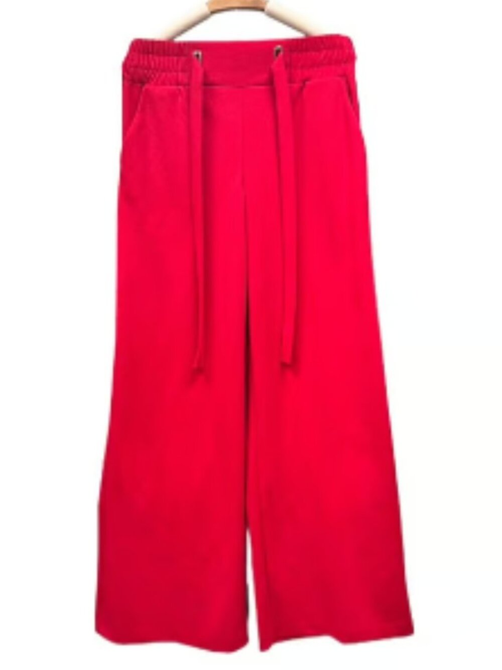 Wearever Wide Leg Pants Elastic Back High Waist Straight Drawstring Breathable